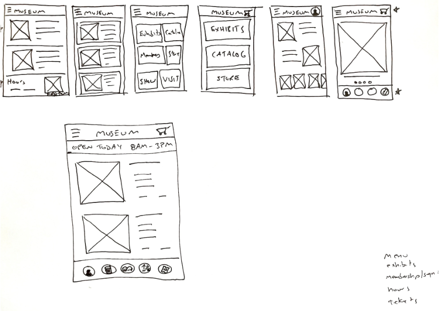 Sketches for museum app