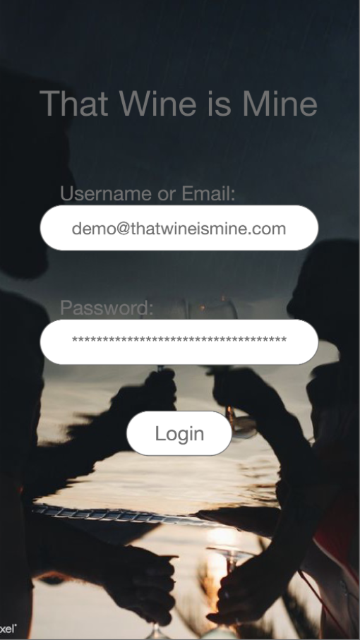 Mockup of That Wine is Mine login page