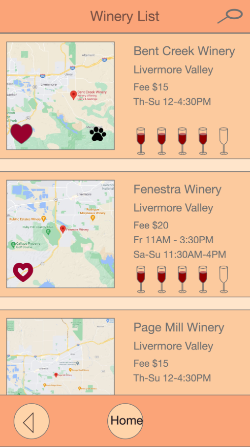 Mockup of That Wine is mine Winery List page